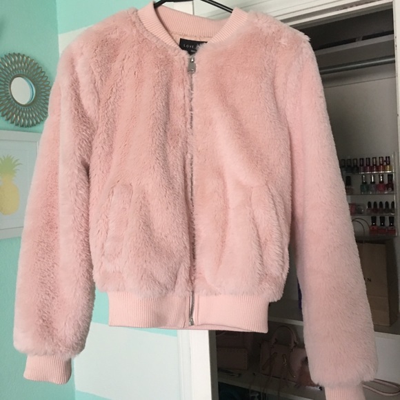 pink fur bomber
